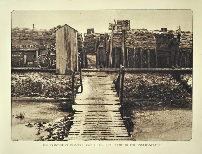 Framed Print : Soldiers in trench in Flanders during the First World War