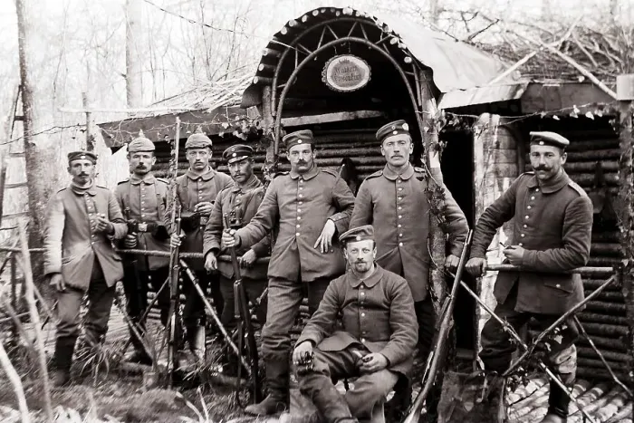 Framed Print : Eight soldiers in the winter quarter
