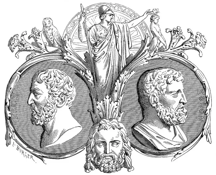Framed Print : Solon and Thales of Miletus, part of the Seven Sages of Ancient Greece