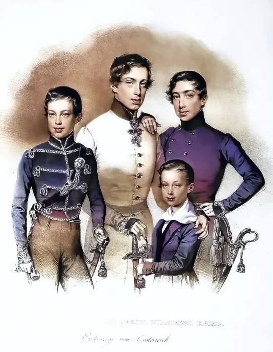 Framed Print : The sons Wilhlm Albrecht Friedrich Karl of Archduke Karl Joseph of Austria