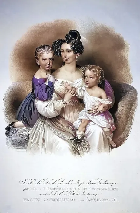 Framed Print : Sophie Friedericke of Austria with Franz and Ferdinand