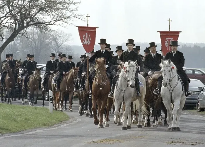 Framed Print : Sorbian Easter riders ride their horses on Easter Sunday in Wittichenau