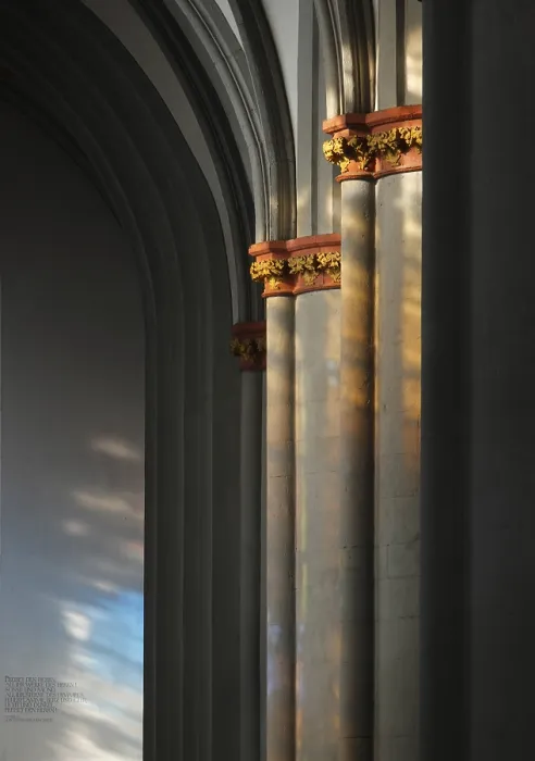 Framed Print : South aisle, light reflections on the western pillars Framed Print : South aisle, light reflections on the western pillars