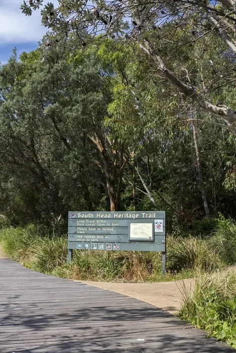 Framed Print : South Head Heritage Trail Board with hiking trail
