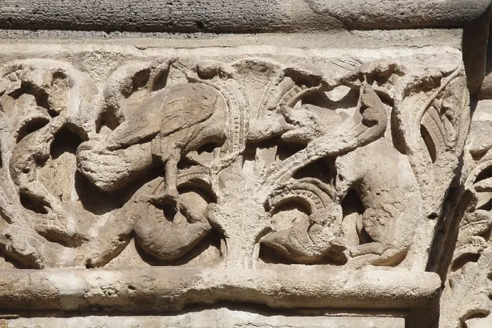 Framed Print : South portal, detail of capital zone, St