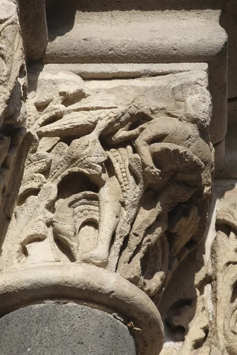 Framed Print : South portal, detail of capital zone, St