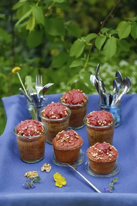 Framed Print : Southern German cuisine, nut cake with beetroot