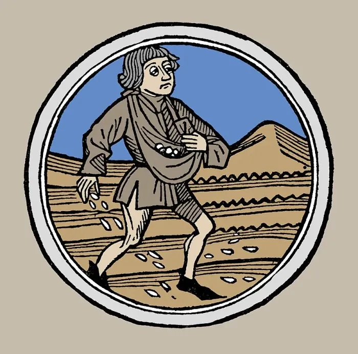 Framed Print : Sowing the seed, Woodcut, Augsburg