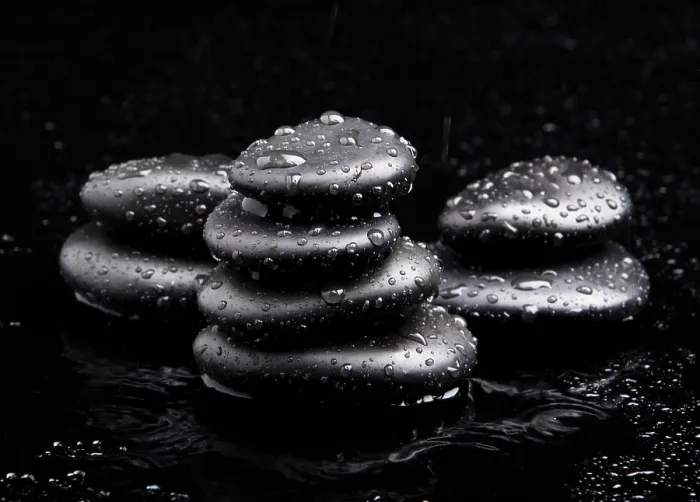 Framed Print : Spa Stones. black shiny zen stones with water drops over black background Framed Print : Spa Stones. black shiny zen stones with water drops over black background