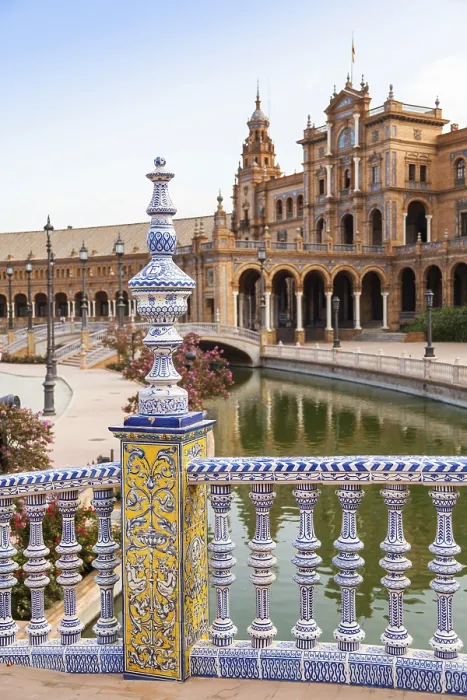 Framed Print : Spain, Seville. Spain Square, a landmark example of the Renaissance Revival style in Spanish architecture