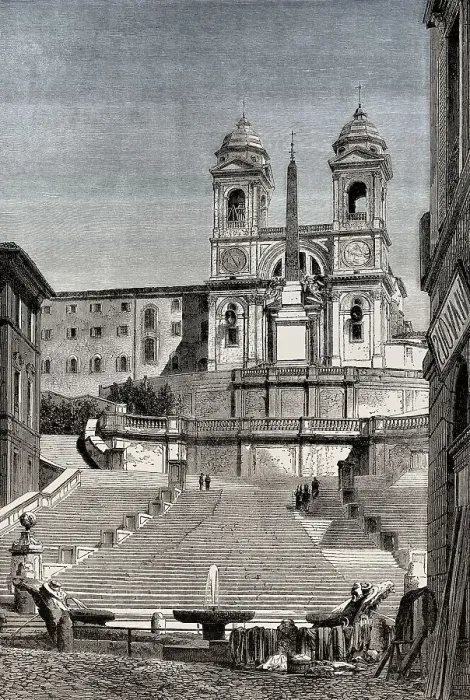 Framed Print : The Spanish Steps, Trinita dei Monti church at the top Framed Print : The Spanish Steps, Trinita dei Monti church at the top