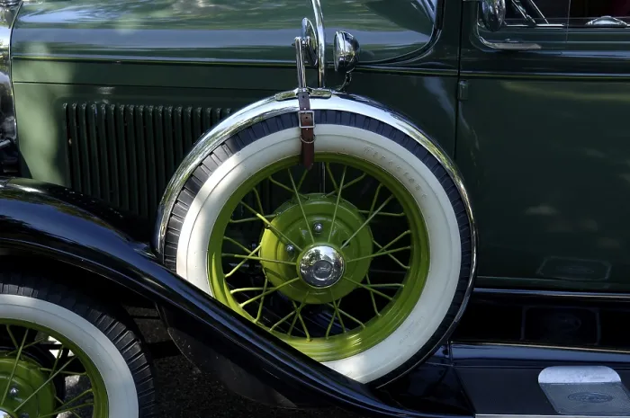 Framed Print : Spare wheel on a 1930 Ford at a Classic Car Show in Belvidere Framed Print : Spare wheel on a 1930 Ford at a Classic Car Show in Belvidere