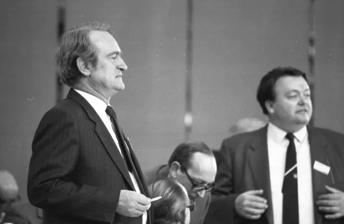 Framed Print : SPD Party Congress April 1982. Johannes Rau and Holger Boerner Framed Print : SPD Party Congress April 1982. Johannes Rau and Holger Boerner