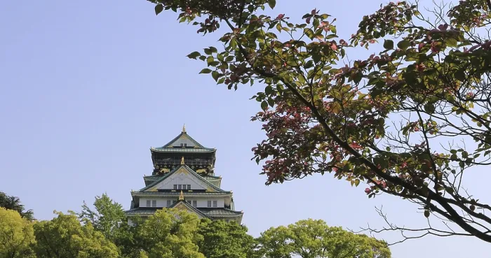 Framed Print : Spectacular Osaka Castle reflecting from Osaka Castle Park