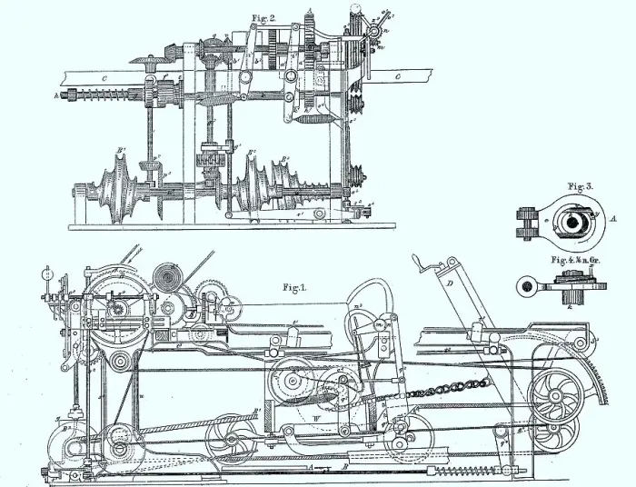 Framed Print : Spinning machine, Selfactor for the yarn spinning process