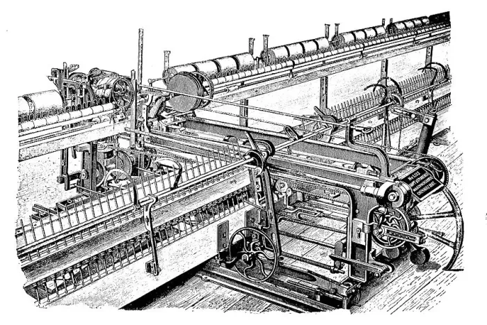 Framed Print : Spinning mill, weaving mill, coating yarn Selfaktor von Th