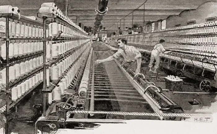 Framed Print : Spinning room, cotton industry Framed Print : Spinning room, cotton industry