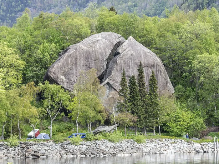Framed Print : Split rock, campground of Odda City at Sorfjord