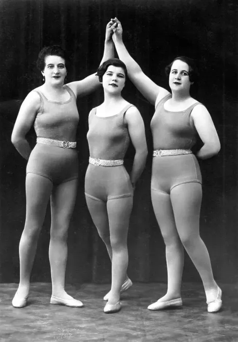 Framed Print : Sport, three gymnasts, 1920s, exact location unknown