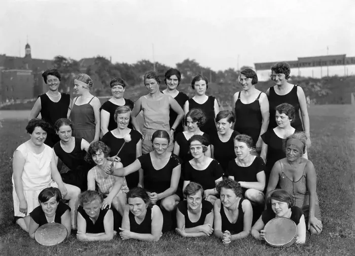 Framed Print : Sport, sportswomen group with tambourine Framed Print : Sport, sportswomen group with tambourine