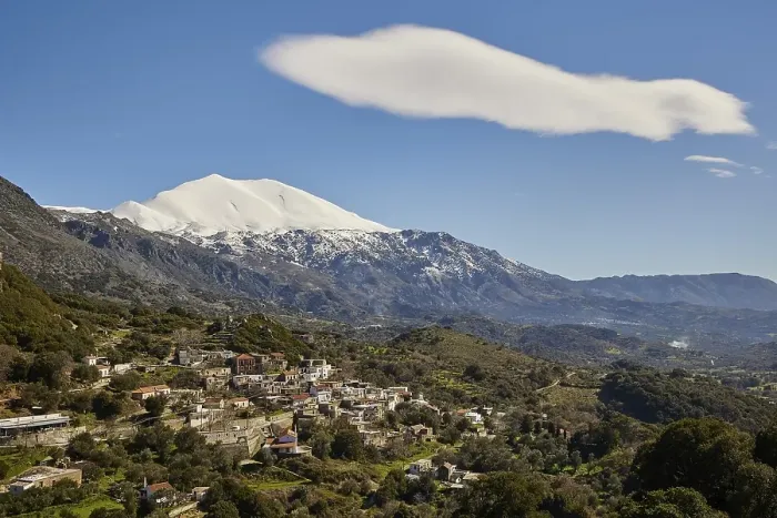 Framed Print : Spring in Crete, Snow-capped mountain