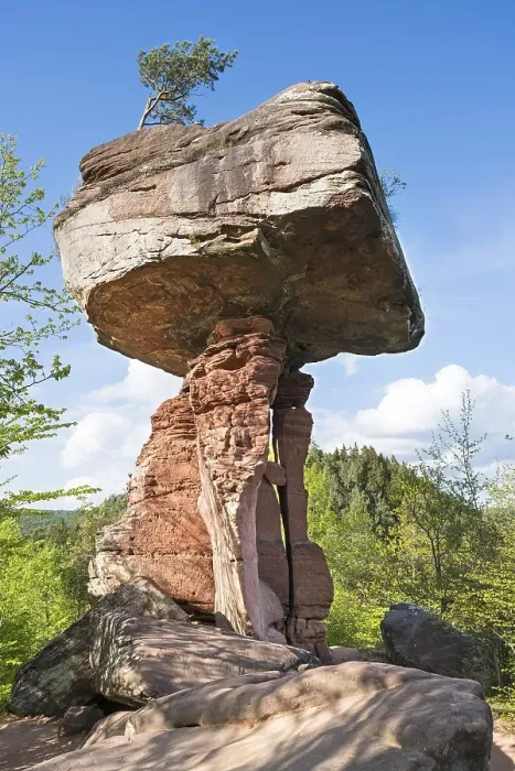 Framed Print : Spring at the Teufelstisch, rock formation Framed Print : Spring at the Teufelstisch, rock formation