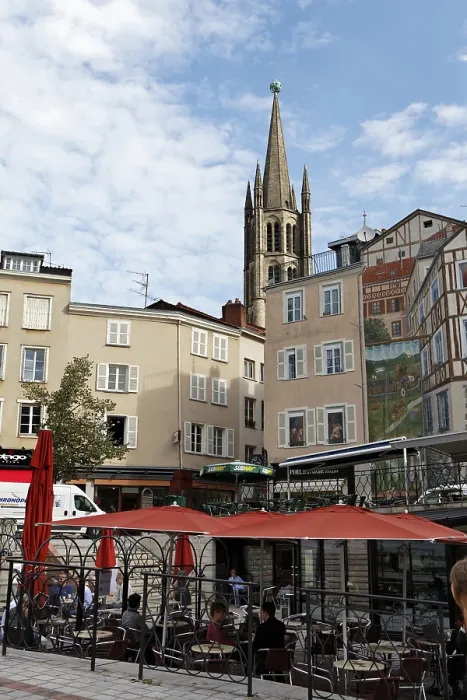 Framed Print : Square, Saint Michel des Lions church at back