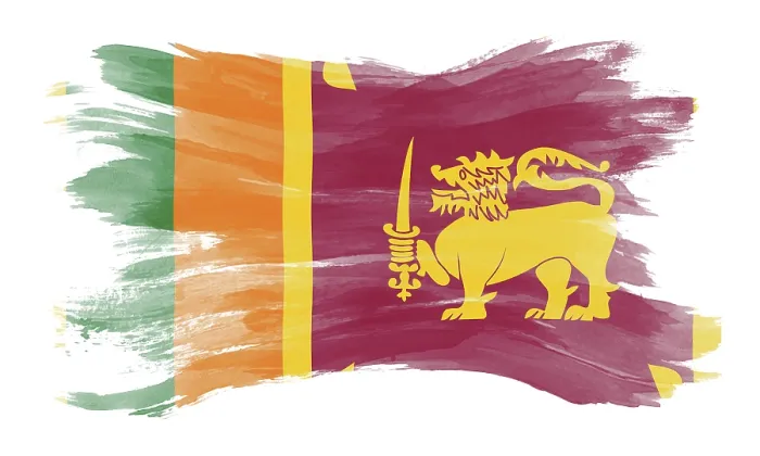 Framed Print : Sri Lanka flag brush stroke, national flag on white background Framed Print : Sri Lanka flag brush stroke, national flag on white background