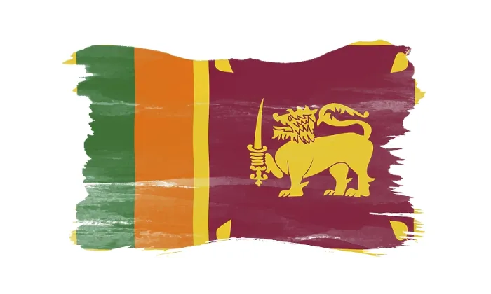 Framed Print : Sri Lanka flag brush stroke, national flag on white background Framed Print : Sri Lanka flag brush stroke, national flag on white background
