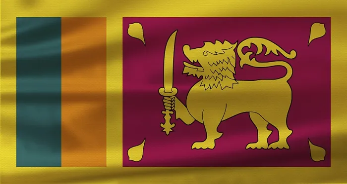 Framed Print : Sri Lanka flag with fabric texture waving