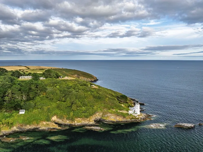 Framed Print : St Anthony Lighthouse from drone