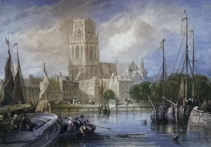 Framed Print : St Lawrence Church, c. 1850, Rotterdam