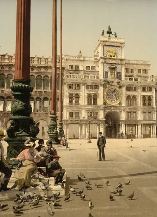 Framed Print : St Marks Square and Clock, 1890 Framed Print : St Marks Square and Clock, 1890