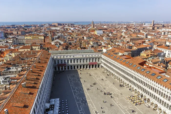 Framed Print : St Mark's Square Piazza San Marco from above Overview Vacation Travel City in Venice