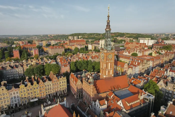Framed Print : St Mary's Cathedral Beautiful panoramic architecture of old town in Gdansk