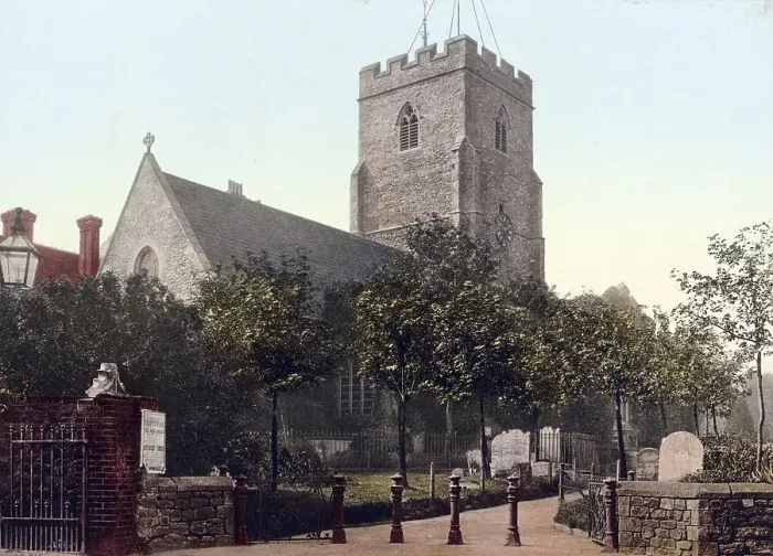 Framed Print : St Mary's church of Folkestone in the county of Kent
