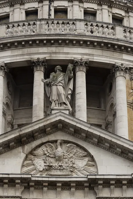 Framed Print : St. Pauls cathedral close up of figures on the outside of the building Framed Print : St. Pauls cathedral close up of figures on the outside of the building
