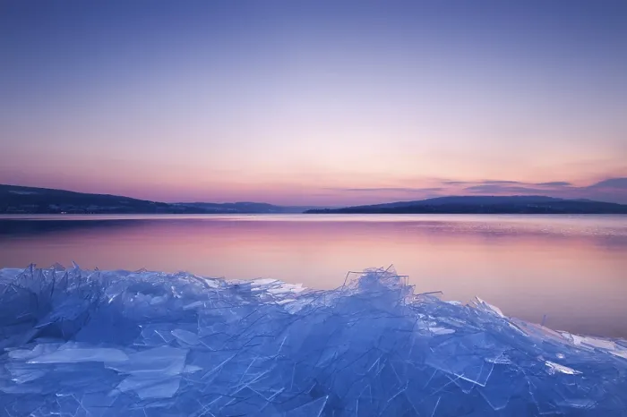 Framed Print : Stacked sheets of ice on the shore of the island of Reichenau