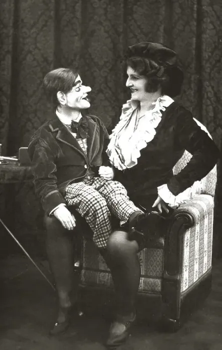 Framed Print : Stage, Variety, Ventriloquist with Male Doll