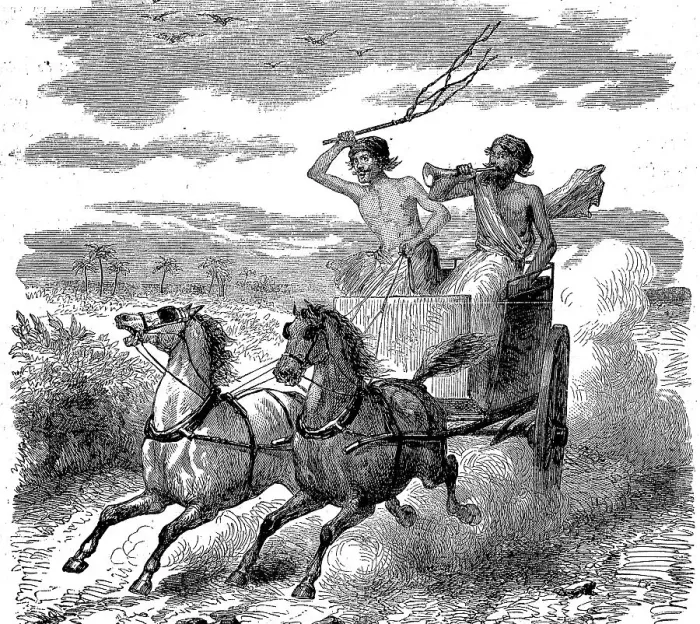 Framed Print : Stagecoach of the Royal Postal Administration of British India in English India in 1869