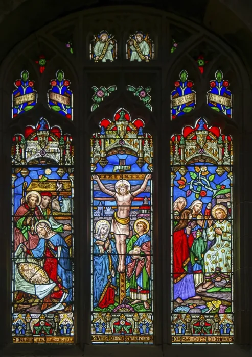 Framed Print : Stained glass window inside St Hilda's church Framed Print : Stained glass window inside St Hilda's church
