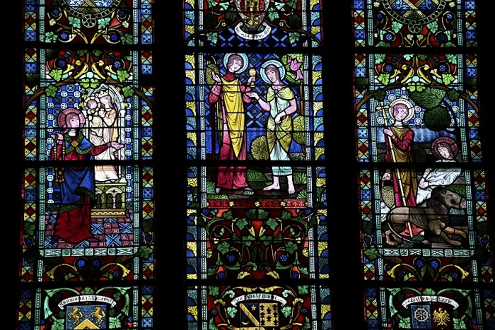 Framed Print : Stained glass window of Notre Dame Cathedral