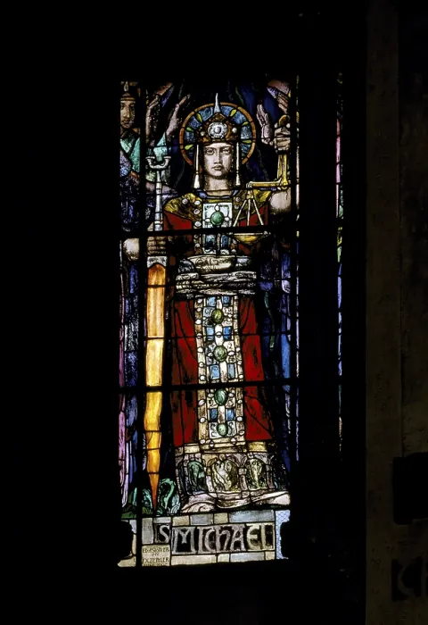 Framed Print : Stained glass window: Saint Sebastian from 1907