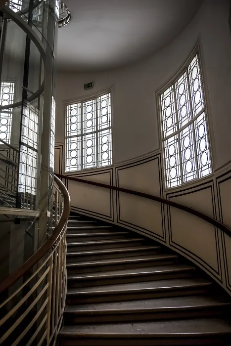 Framed Print : Staircase With Curved Steps In Historic Art Nouveaux Building In The Inner City Of Vienna In Austria