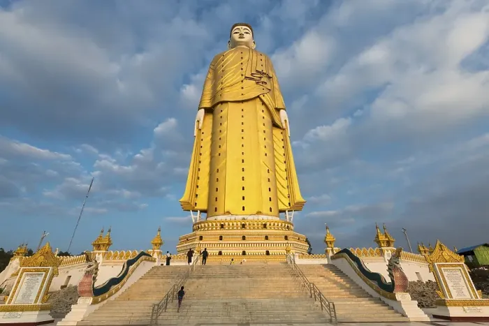 Framed Print : Stairs, Lay Kyun Sakkya, standing Buddha statue