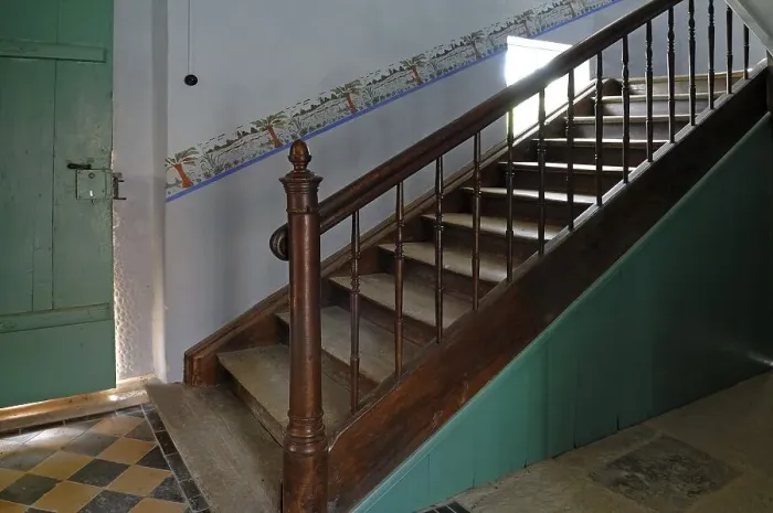 Framed Print : Stairs in the schoolhouse to the upper classroom Framed Print : Stairs in the schoolhouse to the upper classroom