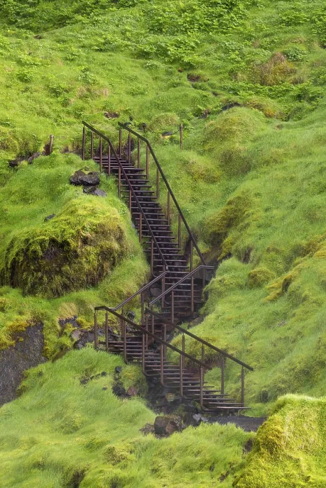 Framed Print : Stairway to Waterfall Seljalandsfoss Framed Print : Stairway to Waterfall Seljalandsfoss