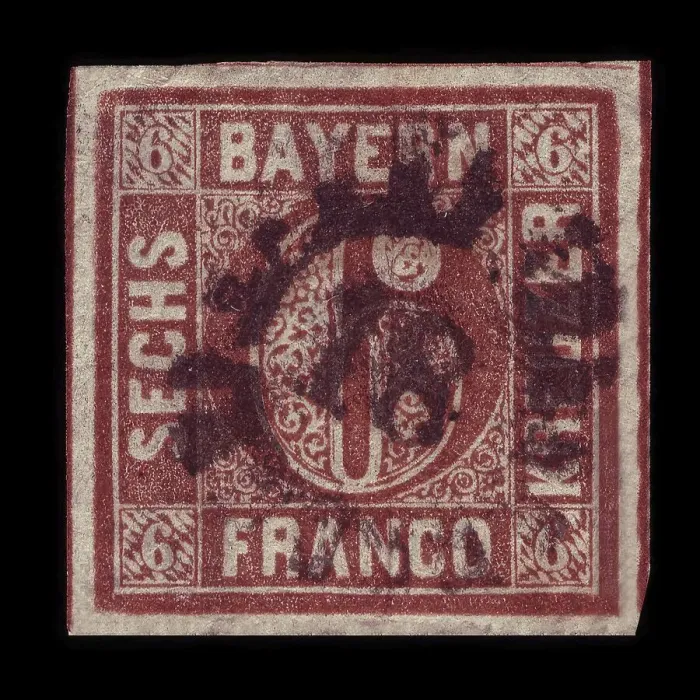 Framed Print : Stamp from Kingdom of Bavaria, circa (1862)