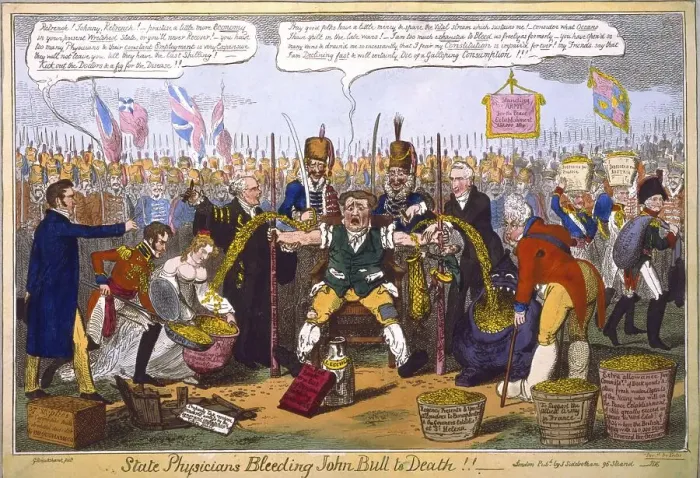 Framed Print : State physicians let John Bull bleed to death Framed Print : State physicians let John Bull bleed to death