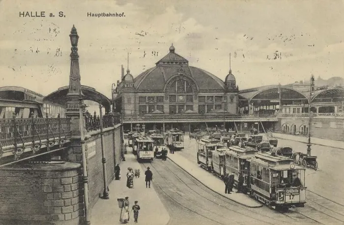 Framed Print : Station of Halle an der Saale, Saxony-Anhalt